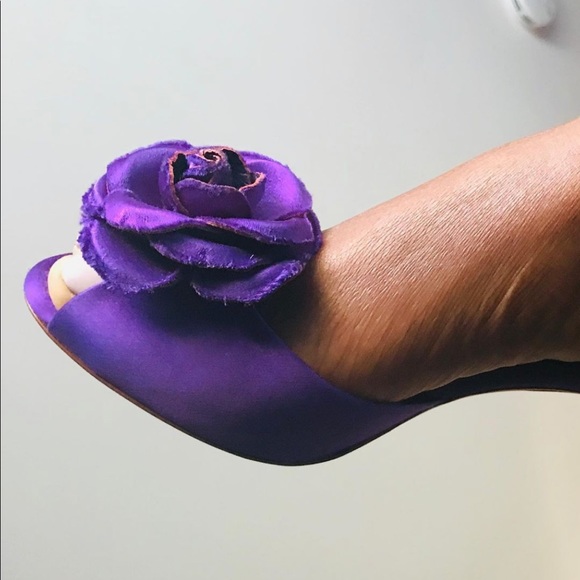 Ralph Lauren Collection Purple satin mules size 10 - Picture 4 of 4